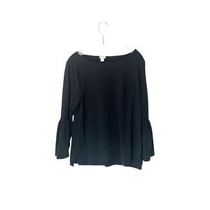 J.Crew Shirt Black Basic Classic Casual Work Crewneck Bell Sleeve Large